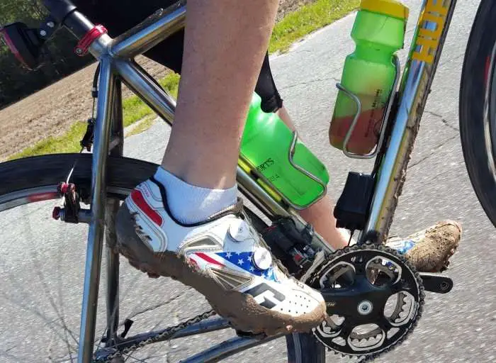 A short paved road respite with mud shoes.