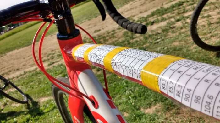 No GPS, old school top tube cue sheets.