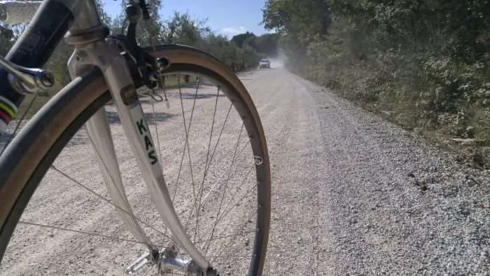 Tuscan gravel. A true gravel bike would be more at home vs a retro road bike.