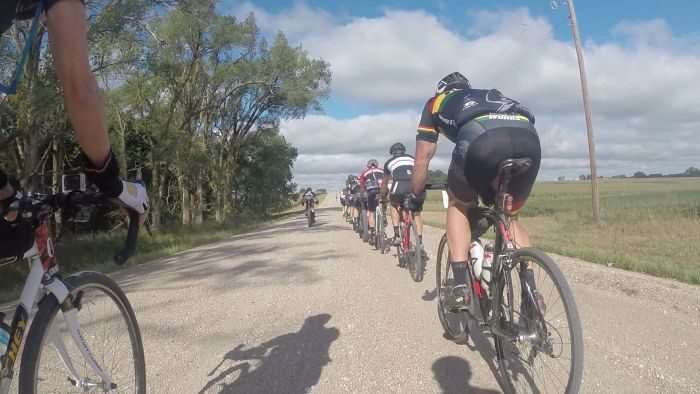 Single paceline at the 2016 Gravel Worlds.