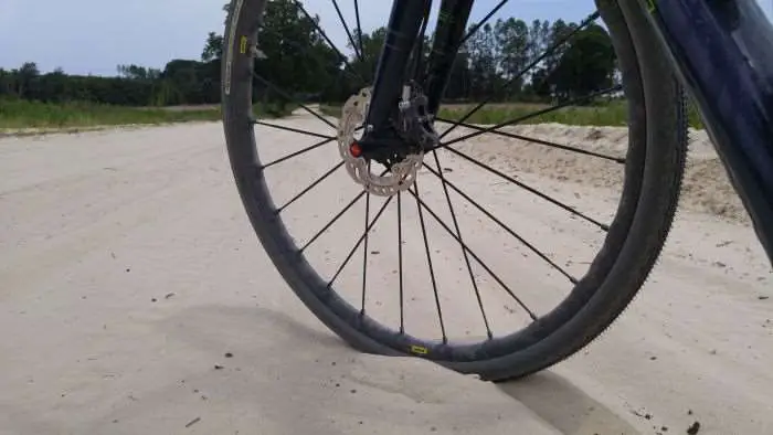 No "narrow" gravel tyre can deal with this sand...