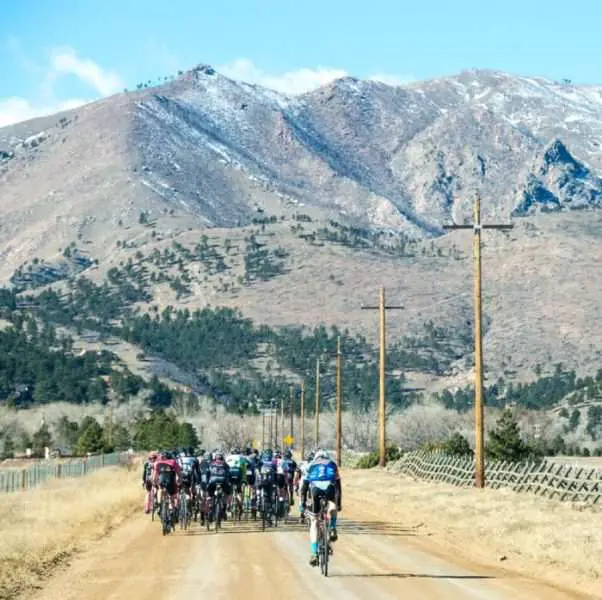 Riders approach the foothills heading out from Lyons towards REEB Ranch. These dirt roads are second to none. Photo by Eddie Clark.