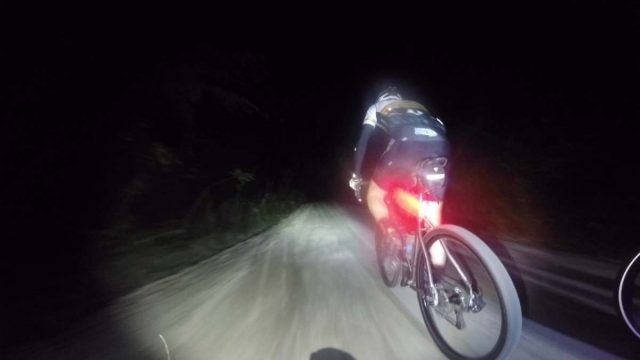 gravel cycling at nighttime