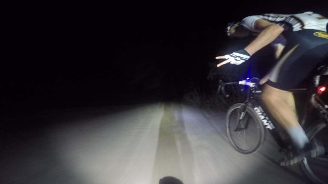 gravel cycling at nighttime