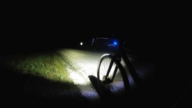 gravel cycling at nighttime