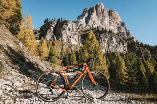 gravel cycling in the dolomites mountains