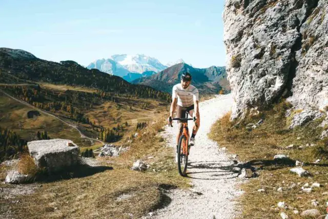 gravel cycling in the dolomites mountains