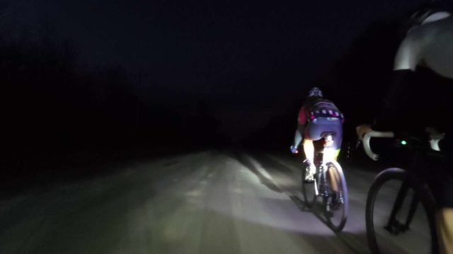 gravel cycling at night time