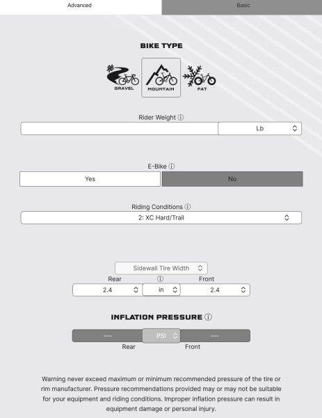 wolf tooth tire pressure calculator