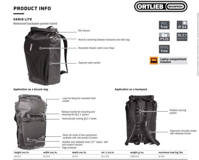 ortlieb vario lite review