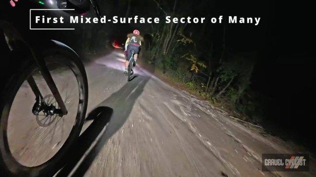 gravel cycling at night time